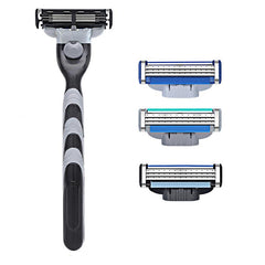 Classic 3 Layer Manual Razor Set Stainless Steel With 4 Refills