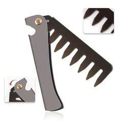 Mythus Folding Comb Wide Tooth Hair Comb Stainless Steel Anti static Detangling