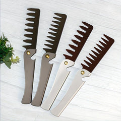 Mythus Folding Comb Wide Tooth Hair Comb Stainless Steel Anti static Detangling