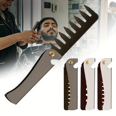 Mythus Folding Comb Wide Tooth Hair Comb Stainless Steel Anti static Detangling