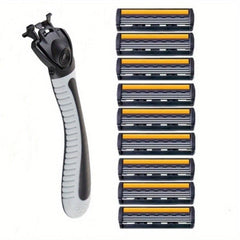 Three Layer Blade Safety Razor Handle 9pcs