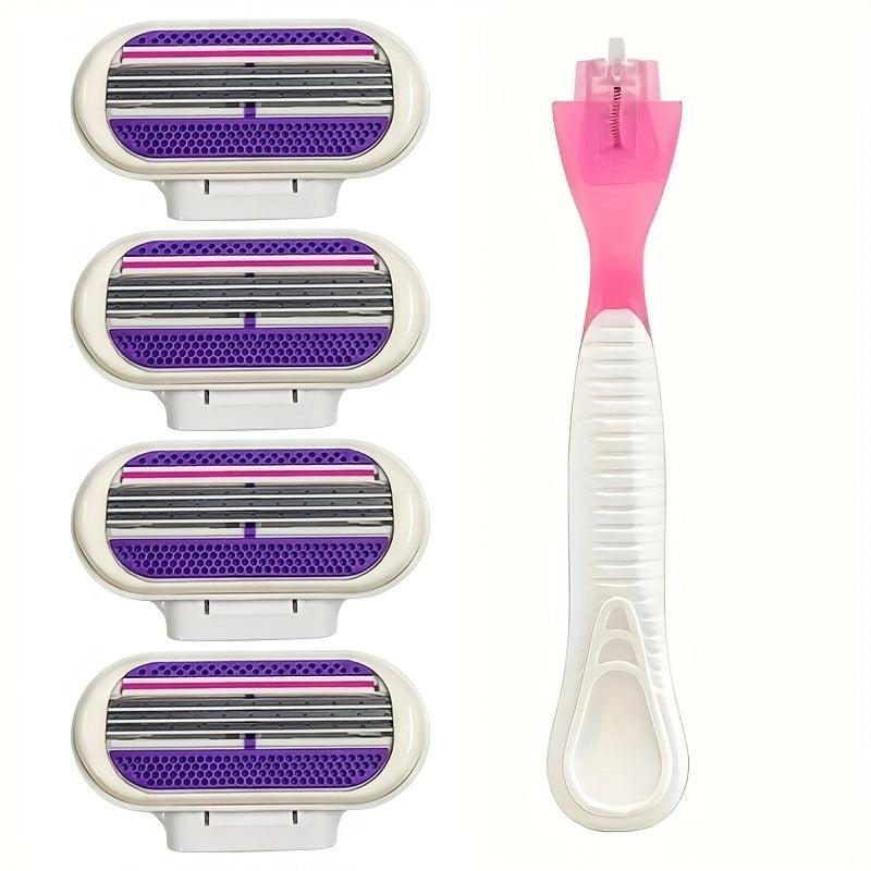 3-Layer Manual Razor for Women with 4 Blades, Skin Protection