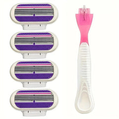 3-Layer Manual Razor for Women with 4 Blades, Skin Protection