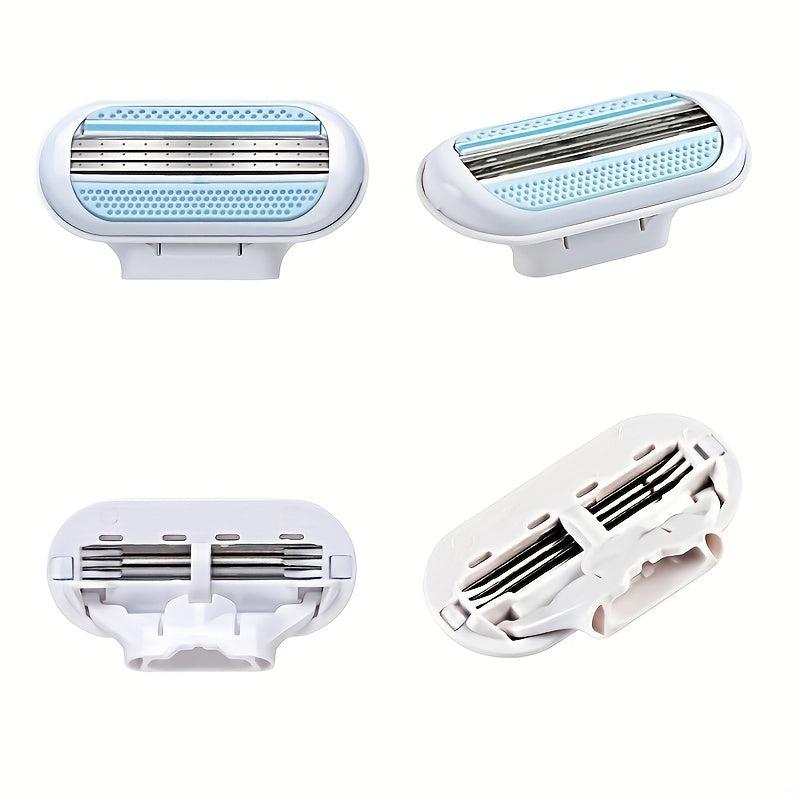 3-Layer Manual Razor for Women with 4 Blades, Skin Protection