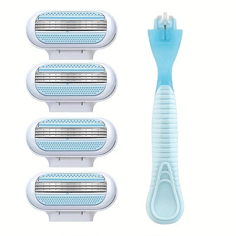 3-Layer Manual Razor for Women with 4 Blades, Skin Protection