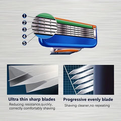 5-Layer Classic Safety Razor Set with Stainless Steel Blades