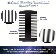 Wooden Beard Comb For Men Dual Action Hair Comb For Beard
