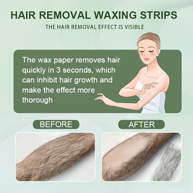 Large Wax Strips Hair Removal Natural Formula Face Legs Bikini Area