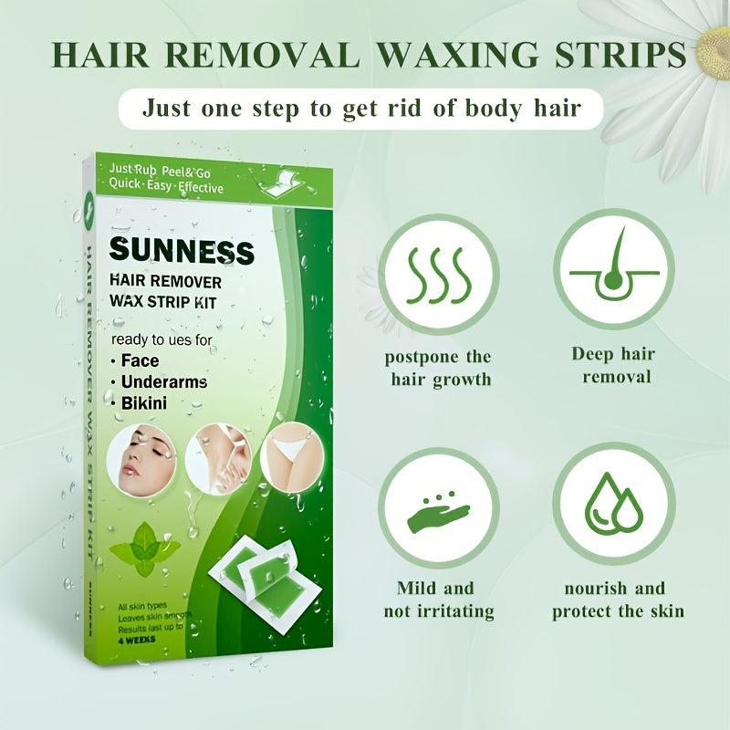 Large Wax Strips Hair Removal Natural Formula Face Legs Bikini Area