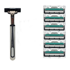 Retro Wet Shaving Razor with 6 Blades Stainless Steel Blade