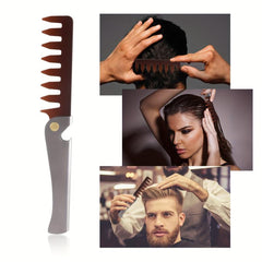 Professional Foldable Wide Tooth Comb with Mini Beard Comb