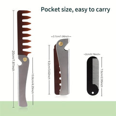 Professional Foldable Wide Tooth Comb with Mini Beard Comb