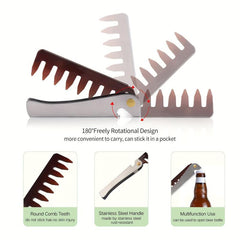 Professional Foldable Wide Tooth Comb with Mini Beard Comb
