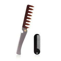 Professional Foldable Wide Tooth Comb with Mini Beard Comb