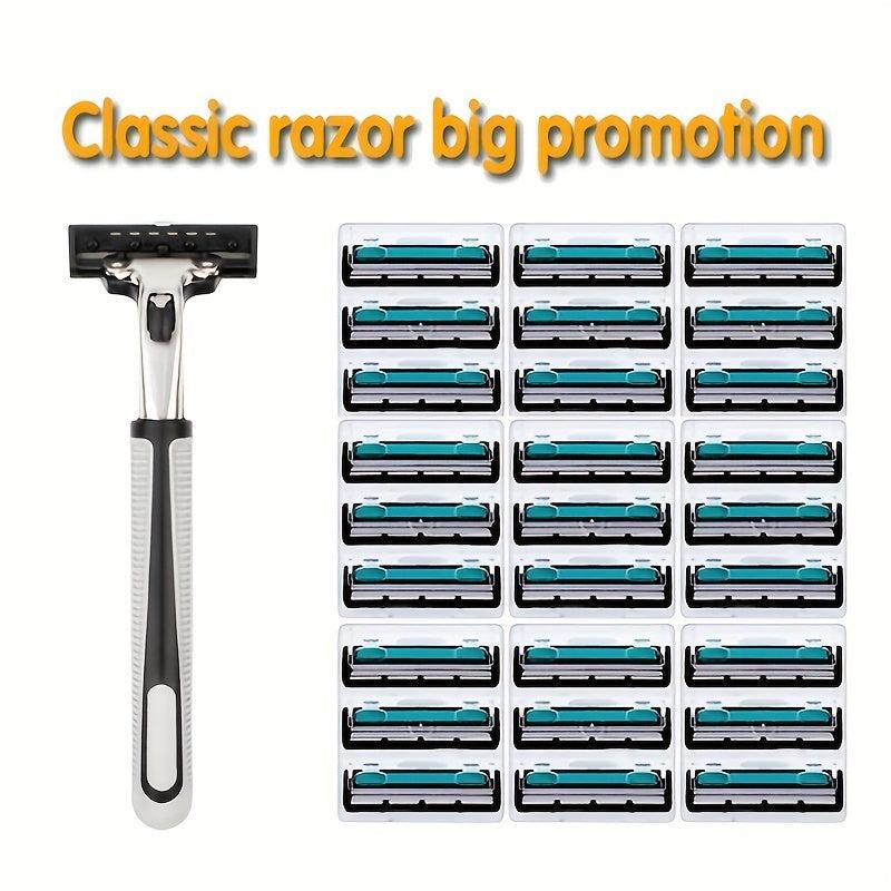 Stainless Steel Men Razor Face Care Tool Handle Blades