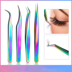 4pcs Set Stainless Steel Eyelashes Tweezers High Precision Anti Static