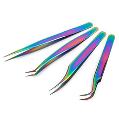 4pcs Set Stainless Steel Eyelashes Tweezers High Precision Anti Static