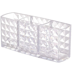 3 Compartment Acrylic Makeup Brush Holder with Clear Eyebrow Pencil Organizer