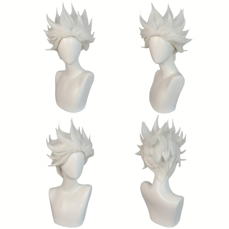Short Pure Hair Wig for Men Synthetic Straight Hair Wig for Anime Cosplay