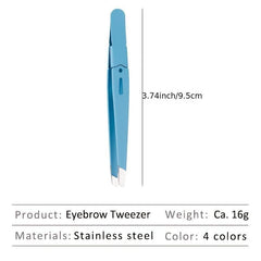 Colorful Slanted Eyebrow Tweezers Stainless Steel Precision Tip for Ingrown Hair