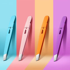 Colorful Slanted Eyebrow Tweezers Stainless Steel Precision Tip for Ingrown Hair