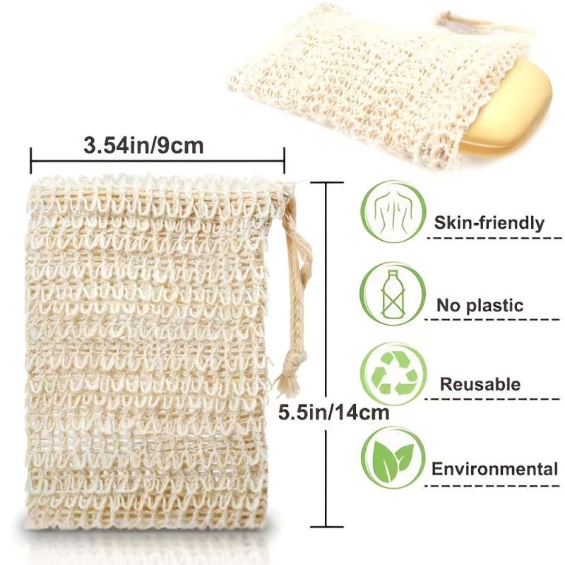 5 Pack Natural Fiber Soap Bags for Foaming and Drying Soap