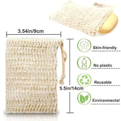 5 Pack Natural Fiber Soap Bags for Foaming and Drying Soap