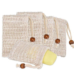 5 Pack Natural Fiber Soap Bags for Foaming and Drying Soap