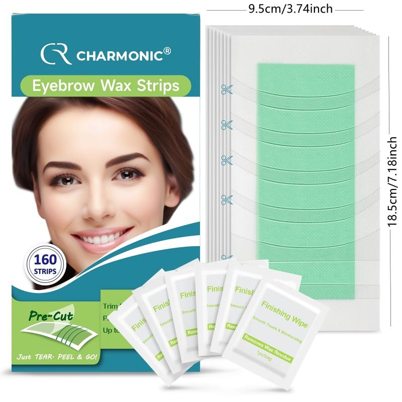 Charmonic Eyebrow Wax Strips 160 Count for Face Hair Removal