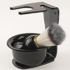 Shaving Brush Set with Bowl, Stand, Acrylic Handle