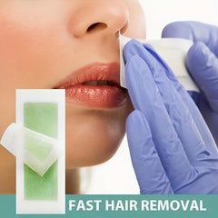 Natural Green Wax Strips for Hair Removal - 72 Face Wax Strips