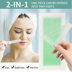 Natural Green Wax Strips for Hair Removal - 72 Face Wax Strips