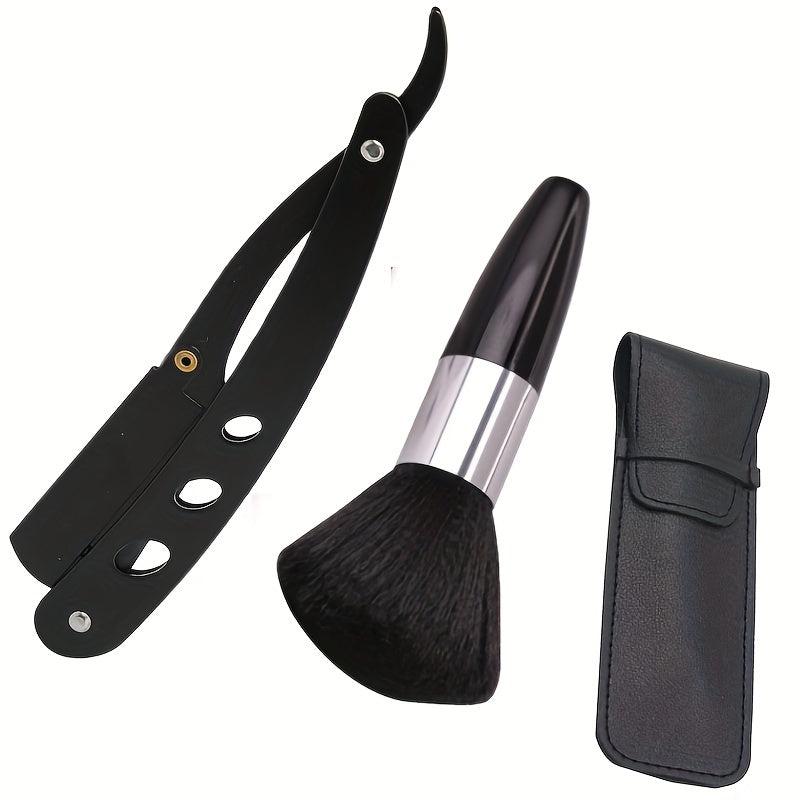 Stainless Steel Shaving Set with Straight Edge Razor and Beard Brush