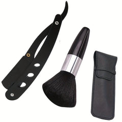 Stainless Steel Shaving Set with Straight Edge Razor and Beard Brush