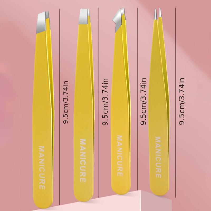 4 in 1 Professional Stainless Steel Eyebrow Tweezers Set