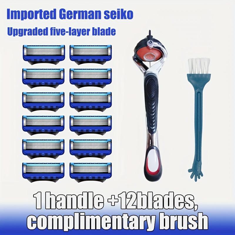 Stainless Steel Manual Razor Set with 12 Refills