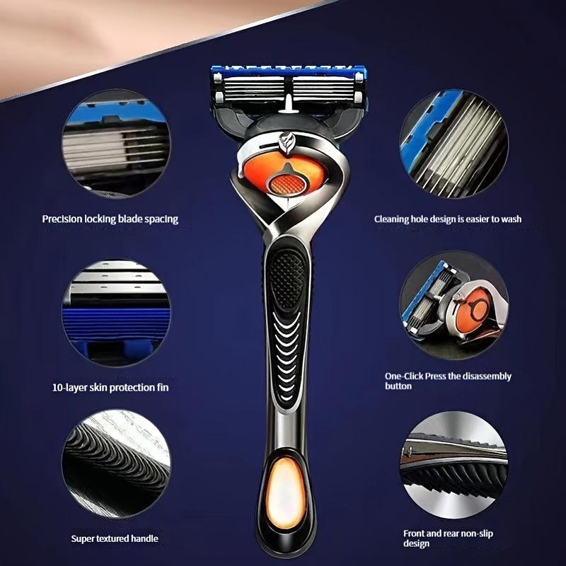5-Layer Manual Safety Razor Set-Stainless Steel Blades-For Men & Women