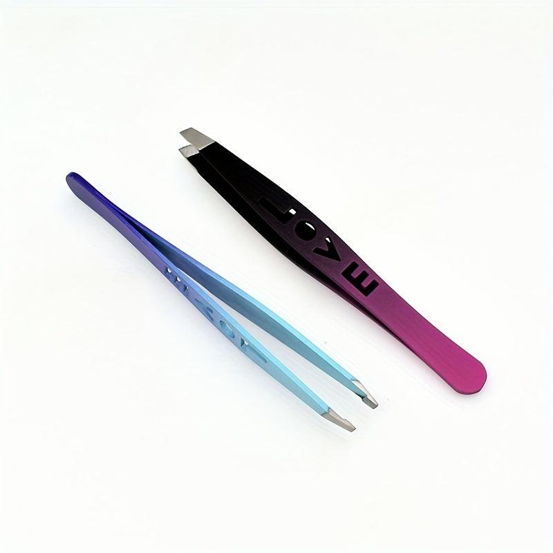Gradient Letter Eyebrow Tweezers Precision Beauty Tool