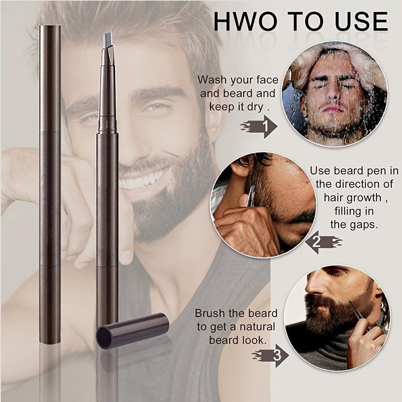 Men Beard Filling Pen Pencil Filler Facial Shaping Brown Coverage Enhancer