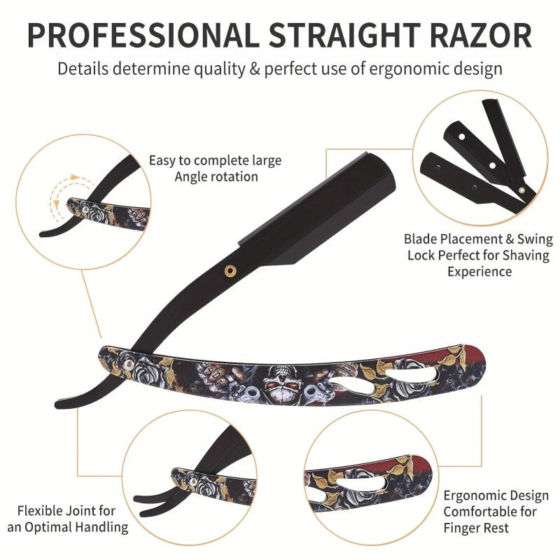 Professional Barber Straight Edge Razor Acrylic Handle Vintage Style