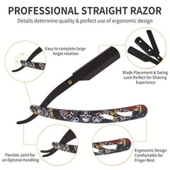 Professional Barber Straight Edge Razor Acrylic Handle Vintage Style