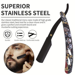 Professional Barber Straight Edge Razor Acrylic Handle Vintage Style