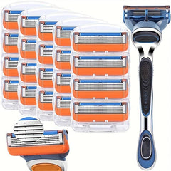 5-Layer Stainless Steel Men's Razor with Handle - Travel Shaving Kit
