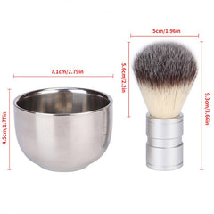 Professional Shaving Kit Nylon Hair Brush Stainless Steel Shaving Bowl