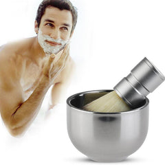 Professional Shaving Kit Nylon Hair Brush Stainless Steel Shaving Bowl