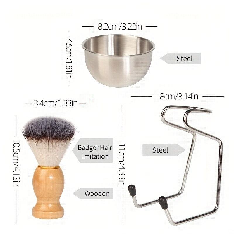 Men's 3-In-1 Shaving Brush Set with Stainless Steel Stand Holder
