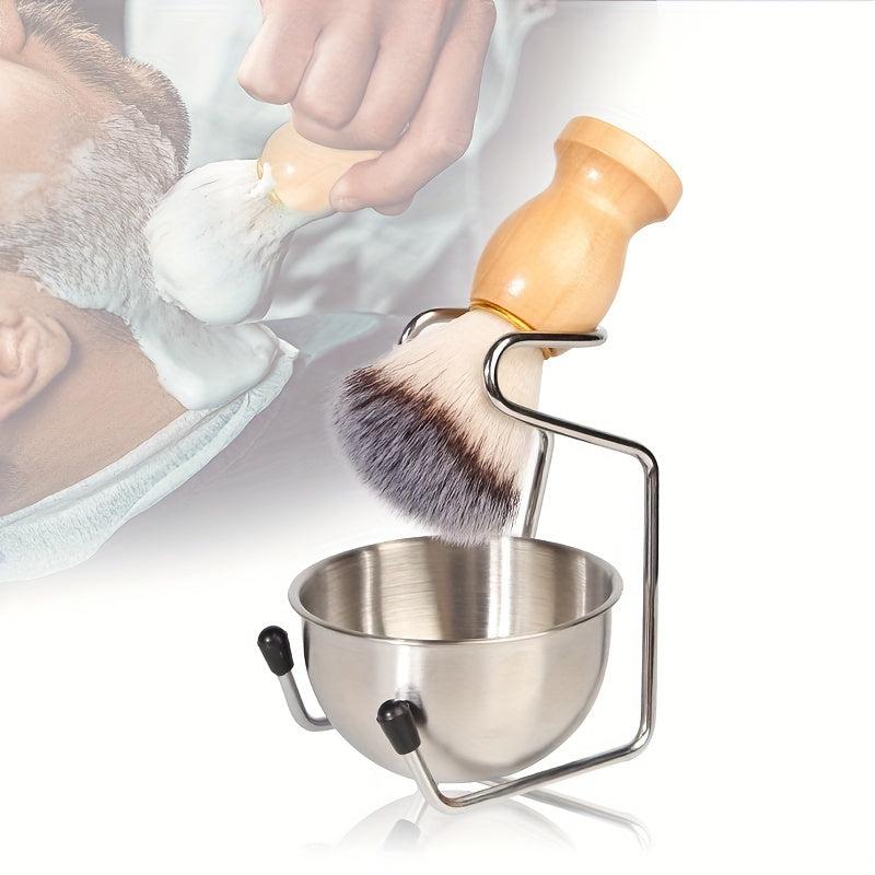 Men's 3-In-1 Shaving Brush Set with Stainless Steel Stand Holder