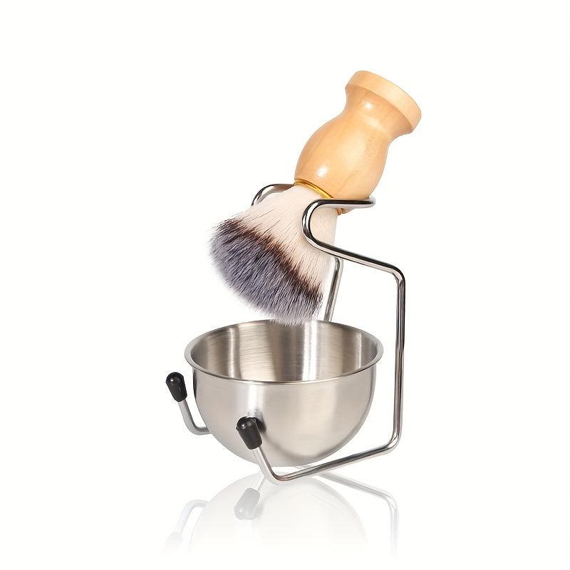 Men's 3-In-1 Shaving Brush Set with Stainless Steel Stand Holder