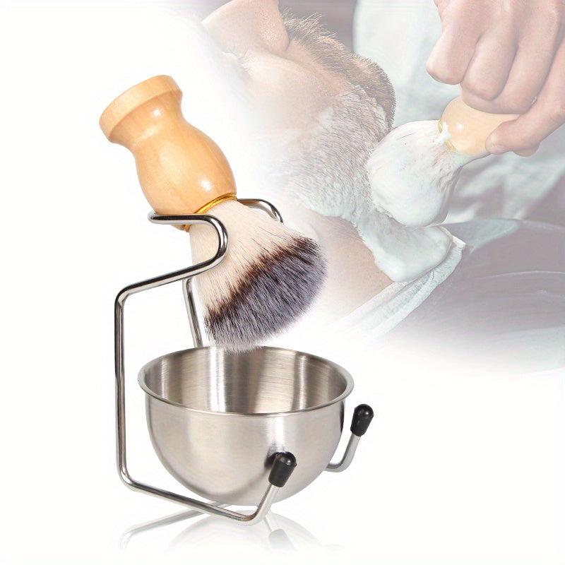 Men's 3-In-1 Shaving Brush Set with Stainless Steel Stand Holder