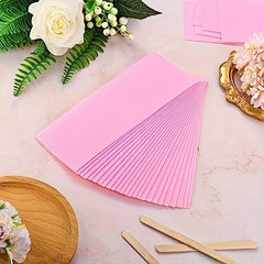 100 Pcs Pink Wax Strip Hair Removal Non-woven Wax Strip